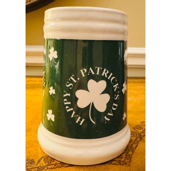 Happy St Patrick's Day Green Shamrock Extra Large Ceramic 24 oz Mug Leprechaun - Picture 3 of 6